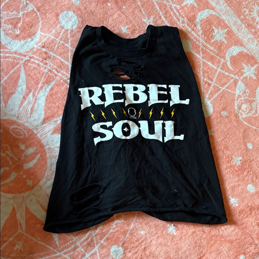 Black 'Rebel Soul' Tank Top